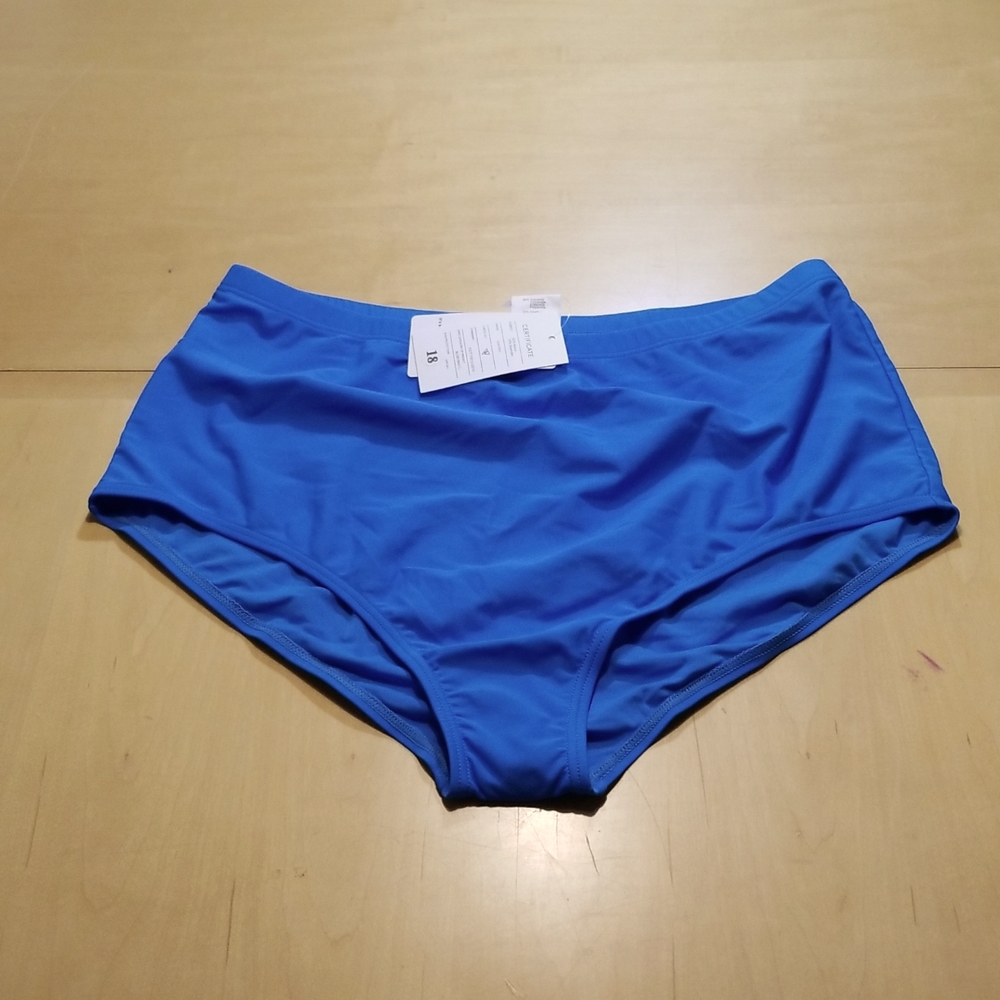 High Waisted Bikini Bottom, Blue, Sz 18